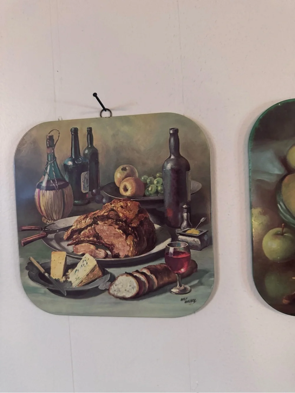 Vintage 1960’s Worcester Ware Tin Wall Plaques Feature Still Life Oil Paintings